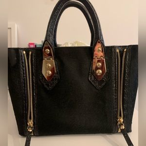 Henri Bendel fur and snakeskin cross body/mini tote
